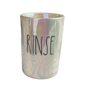 RAE DUNN "RINSE" Iridescent 4-1/4" Bathroom Ceramic Tumbler NEW